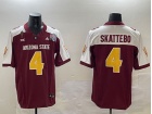 Arizona State Sun Devils #4 Cam Skattebo Red with White Shoulders with Patches Jersey