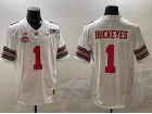 Ohio State Buckeyes #1 Buckeyes White with Champions and 2025 Patches F.U.S.E Limited Jersey