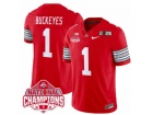 Ohio State Buckeyes #1 Buckeyes Red with Champions and 2025 Patches F.U.S.E Limited Jersey