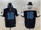 Detroit Lions #16 Jared Goff Black with White Shoulders F.U.S.E Limited Jersey