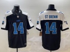 Detroit Lions #14 Amon-Ra St. Brown Black with White Shoulders F.U.S.E Limited Jersey