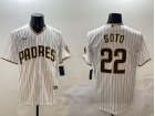 San Diego Padres #22 Juan Soto White Pinstripes Cool Base Jersey