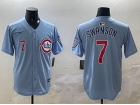 Chicago Cubs #7 Dansby Swanson Nike Baby Blue 2nd Alternate Limited Player Jersey