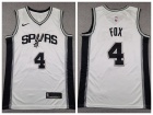 San Antonio Spurs #4 De'Aaron Fox White Jersey