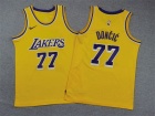 Youth Los Angeles Lakers #77 Luka Doncic Yellow Jersey