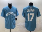 Los Angeles Dodgers #17 Shohei Ohtani Baby Blue with White Number Classic Fashion Jersey