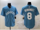 Los Angeles Dodgers #8 Kike Hernandez Baby Blue with White Number Classic Fashion Jersey