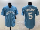 Los Angeles Dodgers #5 Freddie Freeman Baby Blue with White Number Classic Fashion Jersey