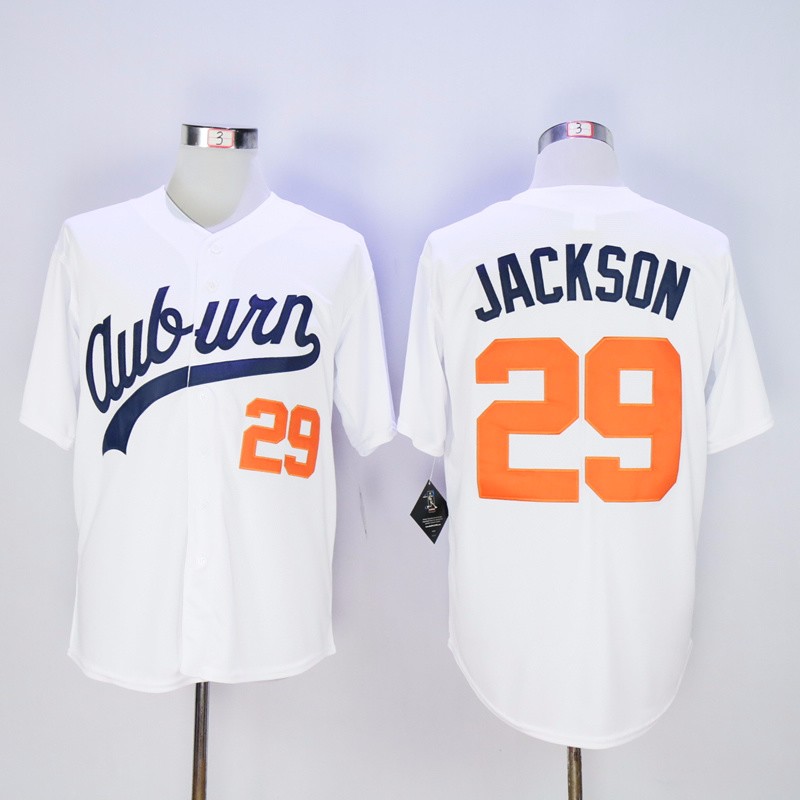 Auburn Tigers 29 Bo Jackson White NCAA College Baseball Jerseys