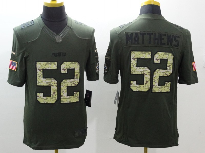 Green Bay Packers #52 Clay Matthews Green Salute to Service Nike Limited Football Jerseys