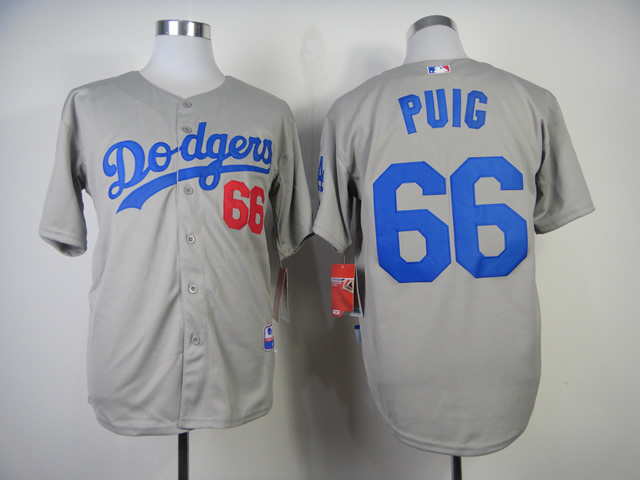 Los-Angeles-Dodgers-66-Yasiel-Puig-Gray-Cool-Base-2014-Season-Jerseys