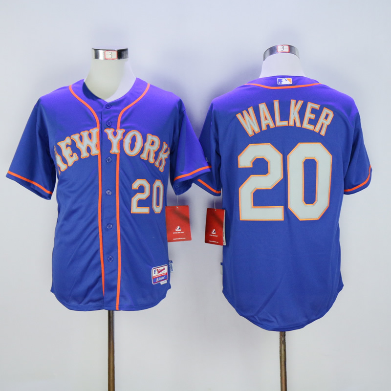 New York Mets #20 Neil Walker Blue Gray Number Cool Base Jerseys