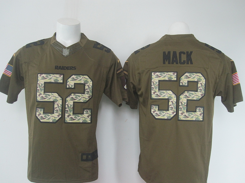 Oakland Raiders #52 Khalil Mack Green Salute to Service Nike Limited Football Jerseys