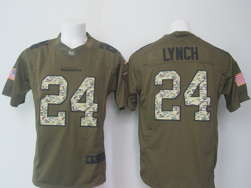 Seattle Seahawks #24 Marshawn Lynch  Green Salute to Service Nike Limited Football Jerseys