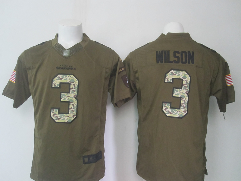 Seattle Seahawks #3 Russell Wilson Green Salute to Service Nike Limited Football Jerseys