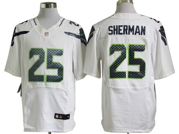 Seattle-Seahawks-Sherman-25-White-Nike-Elite-Jerseys