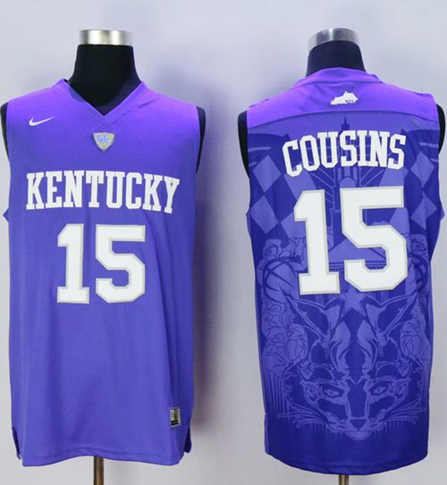 Kentucky Wildcats #15 DeMarcus Cousins Purple NCAA Basketball Jerseys